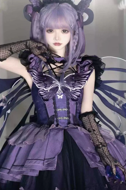 [Reservation deadline on October 15] Purple Butterfly Witch Dress Complete Set