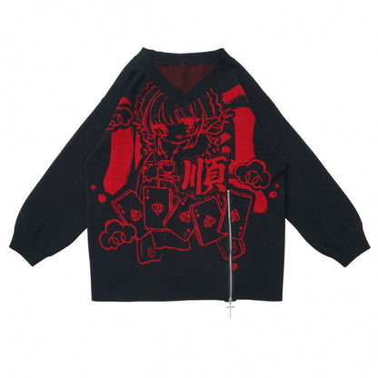 モードVネックニット+キュロット+スカート+レッグカバー+スカーフ