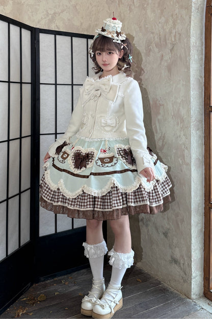 【10月17日予約締切】White Sweet Lolita Pearl Bow Lace Short Coat