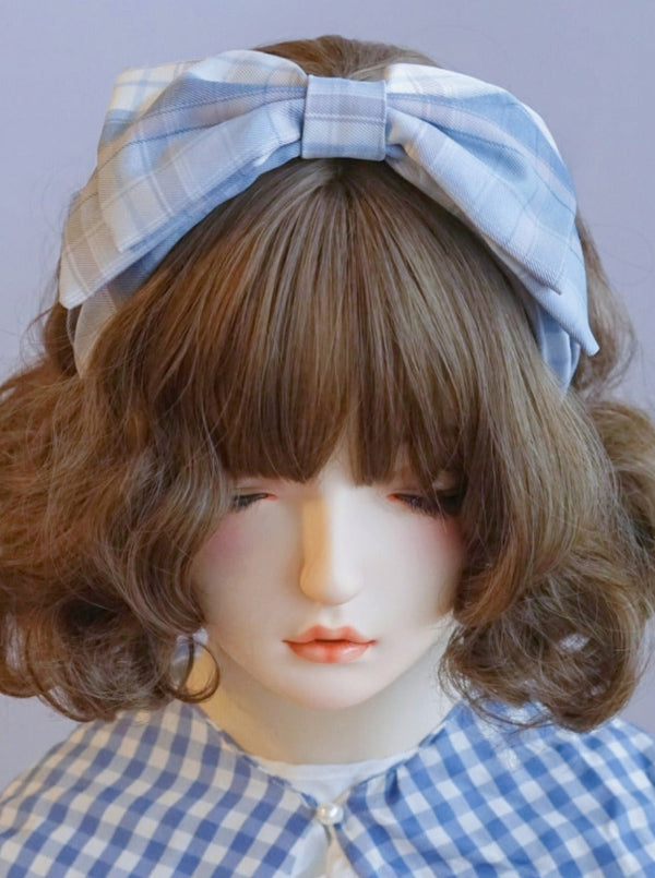 Blue Check Big Ribbon Bandage