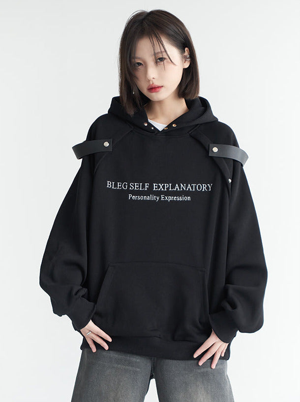 Shoulder strap hoodie sweatshirt