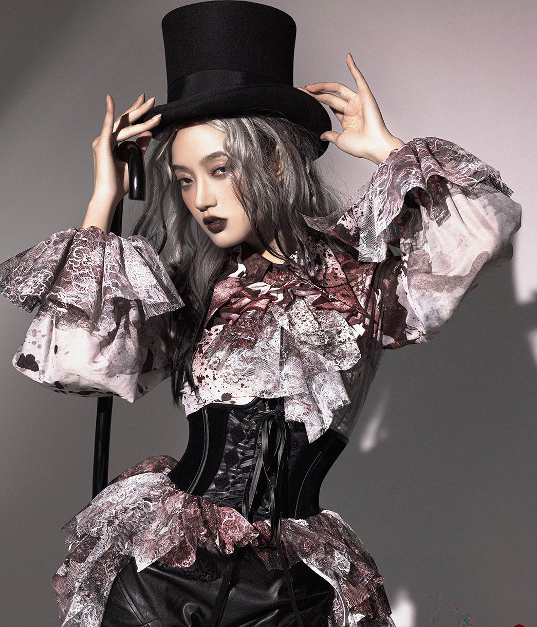 【12月10日予約締切】Bloodstainedプリントポイントテッドカラーシャツ