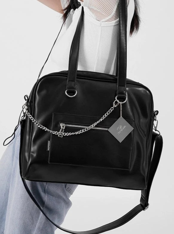Chain Mirror Boston Bag