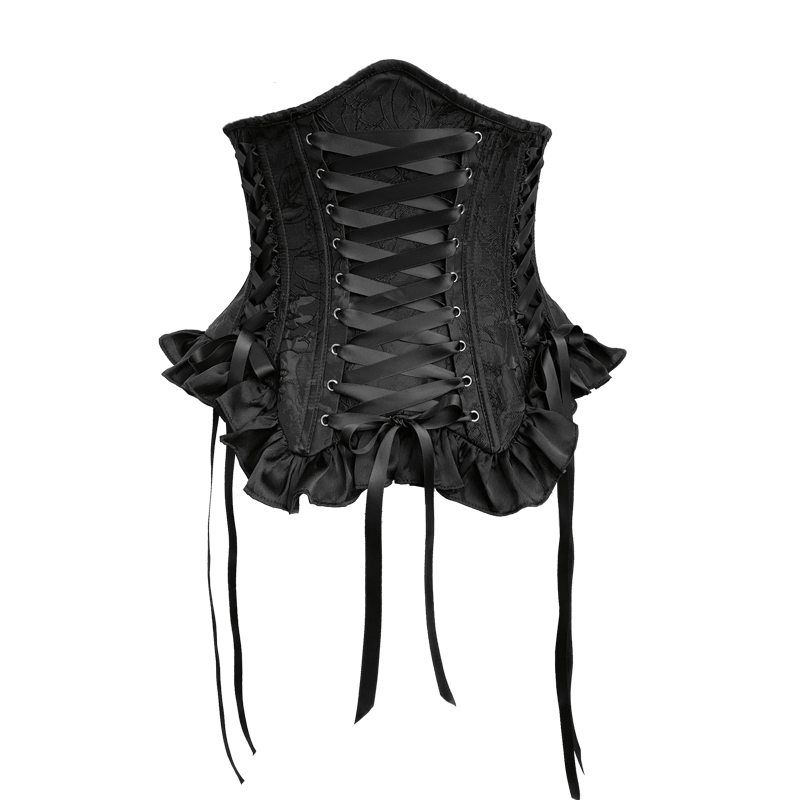 【1月29日予約締切】ブラックホワイトゴシックジャカードレースアップコルセット＋ドロストフリルスカート