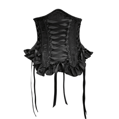 【1月29日予約締切】ブラックホワイトゴシックジャカードレースアップコルセット＋ドロストフリルスカート