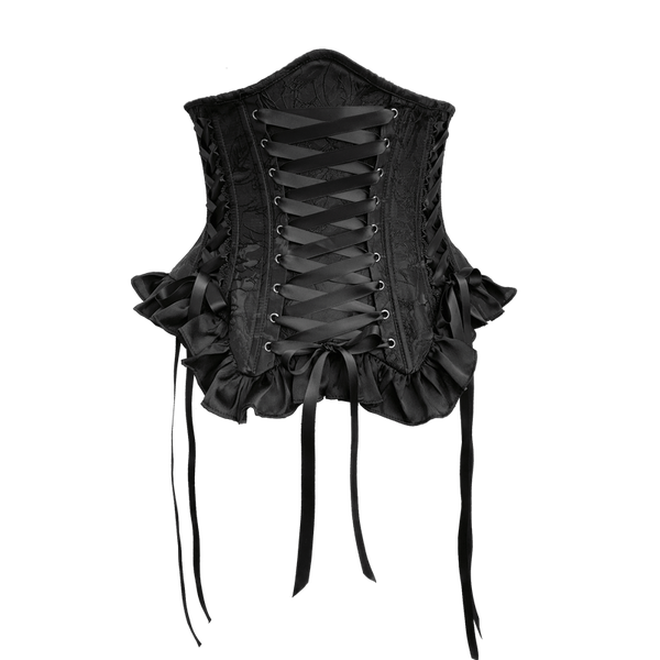 【1月29日予約締切】ブラックホワイトゴシックジャカードレースアップコルセット＋ドロストフリルスカート