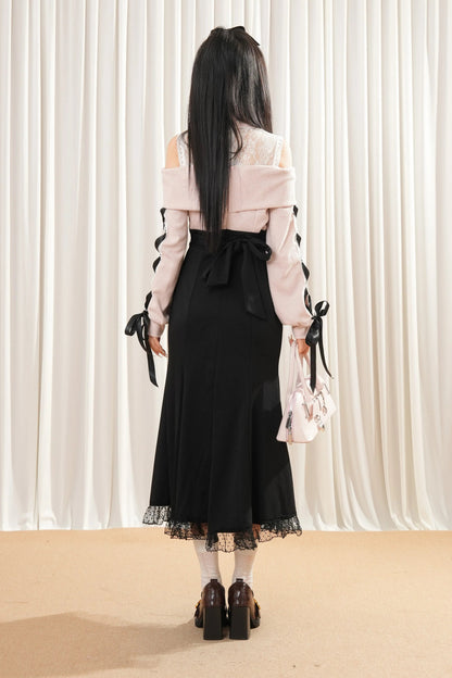 リボンマーメイドレースアップドレス