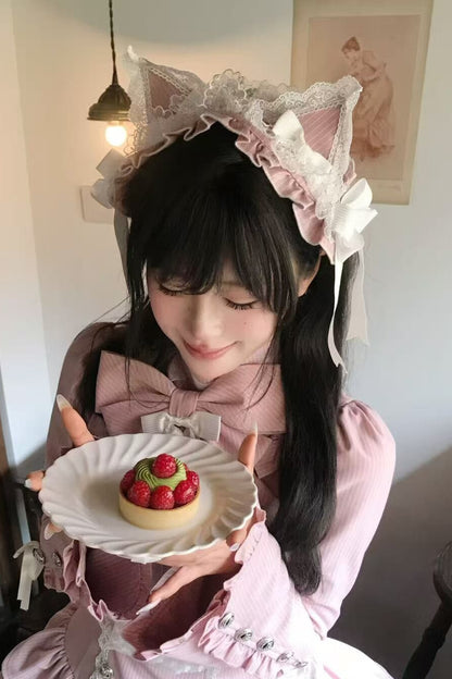 [Pre-order Deadline: April 25] Phantom Cat Series Cat Ear Hairband + Ribbon Veil Hat