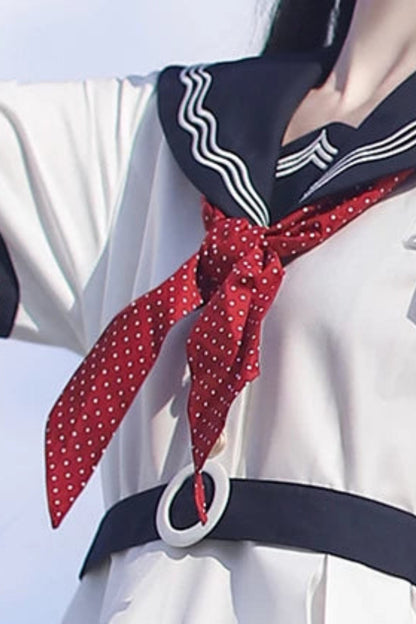 Sommerliches Matrosenoberteil + Rock + Schleifen-Accessoire