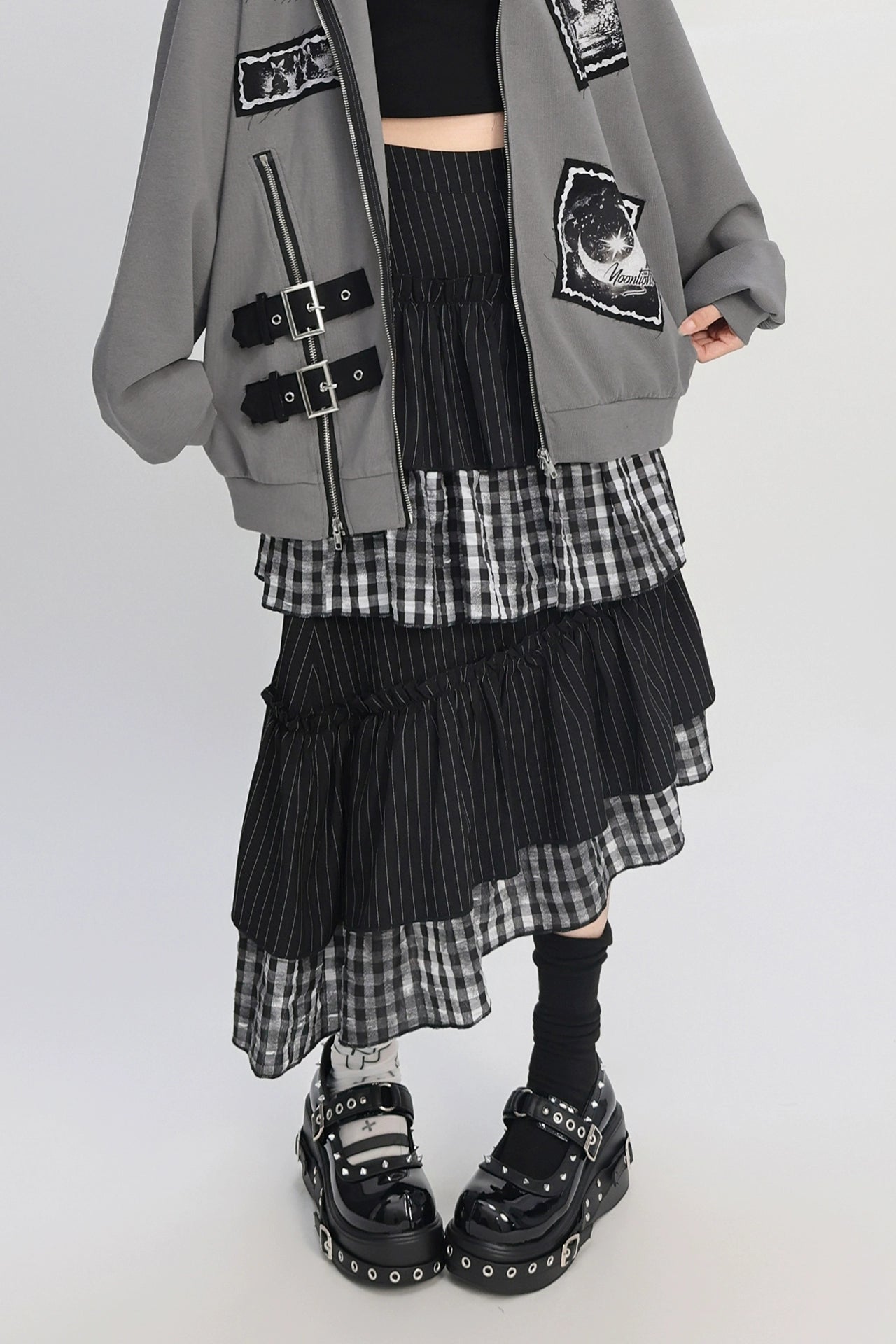 ティアードアシメチェックスカート