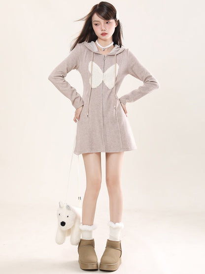 Butterfly Hooded Casual Dress