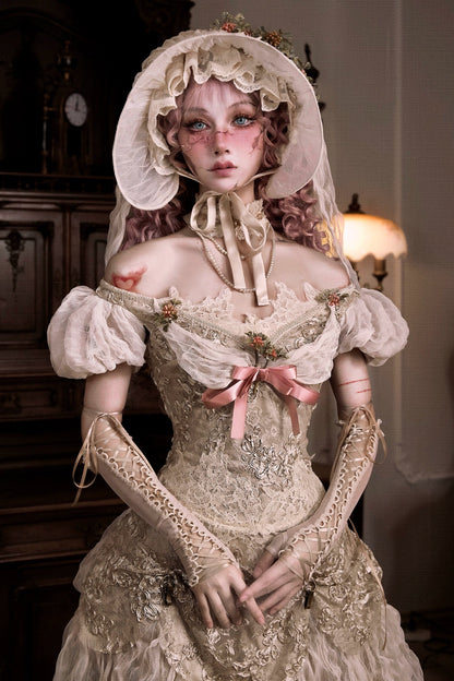 Edwardian Elegant One Shoulder Puff Sleeve Top + Leg Covers