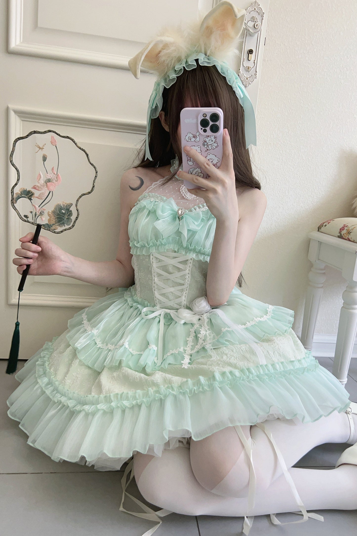 ホルターネックノースリーブシュガーロリータドレス