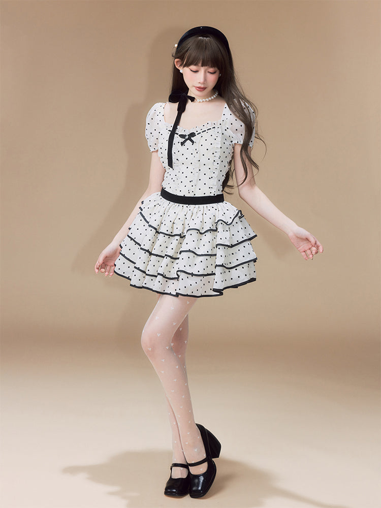 Puff Dot Tiered Dress