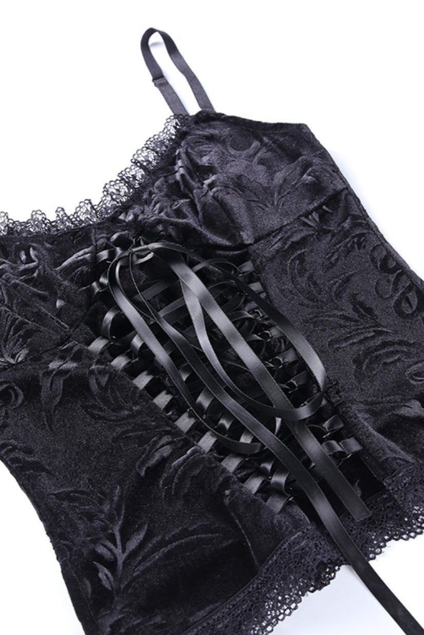 レースコルセットキャミトップス