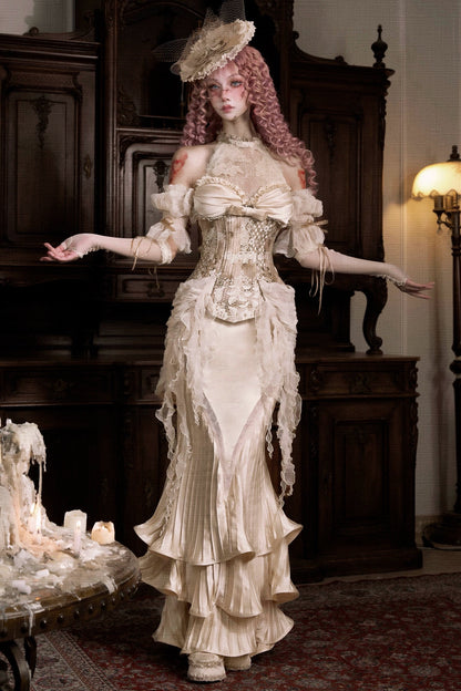 フレンチロココサテンロングマーメイドスカート