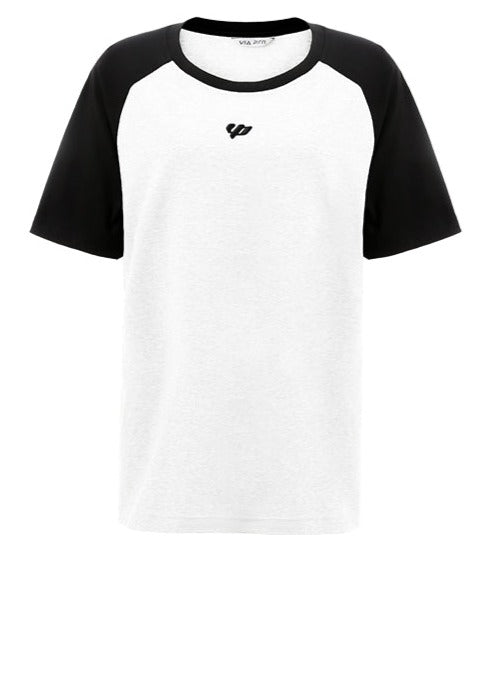 バイカラープリントルーズミッドレングスTシャツ