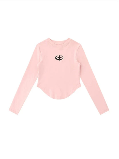 Embroidery Logo Irregular Hem Long T