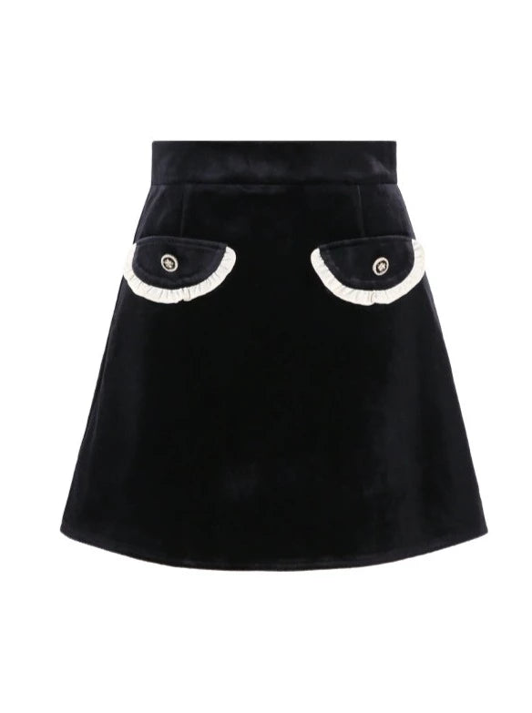 Velvet French Short Coat + Velvet Pocket Skirt