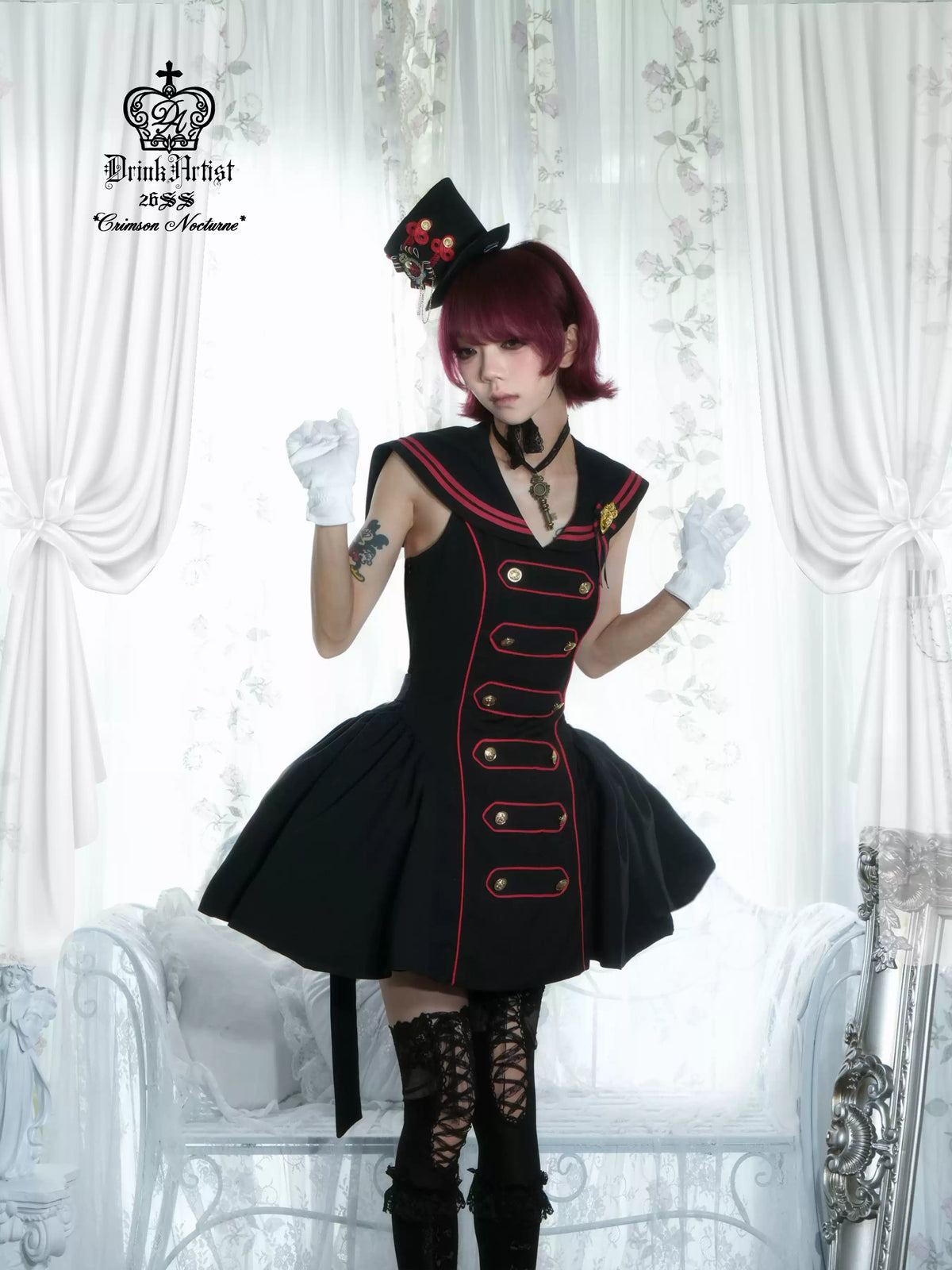 Black Red Navy Large Hem Backless Dress