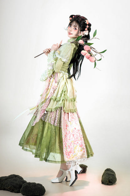 [Mar. 18th reservation deadline] China Lolita Pink Green Horse Face Two Piece Set Complete