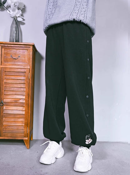 Sport Black Loose Plush Sweatpants