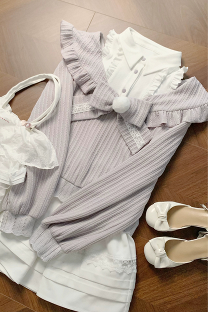 キュートオフショルダーセーター+スカート