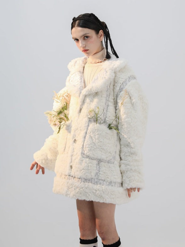 Little Milk Rabbit Reversible Jacquard Fur Coat