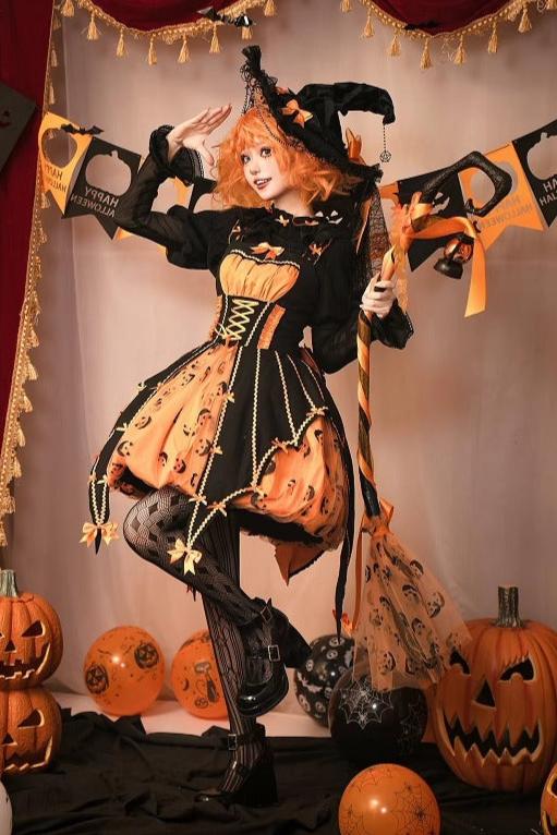 [Reservation deadline on September 28] Halloween Pumpkin Dark Sweet Dress Set