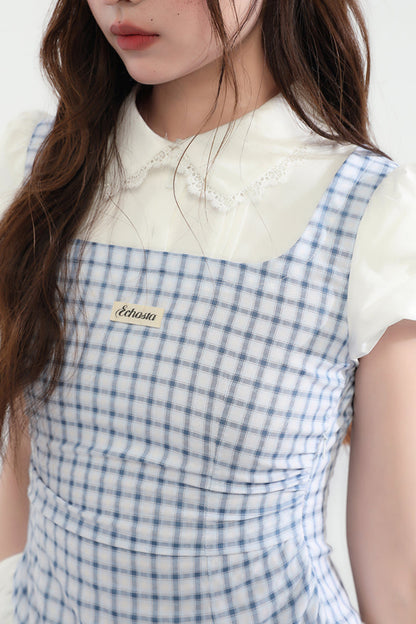 Sweet College Blue Check Dress
