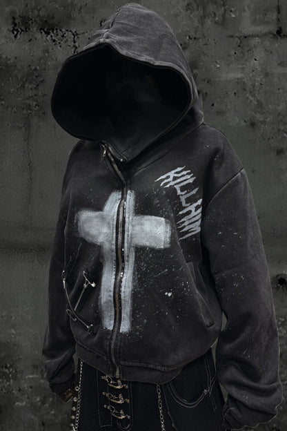 クロスウォッシュドフードジャケット