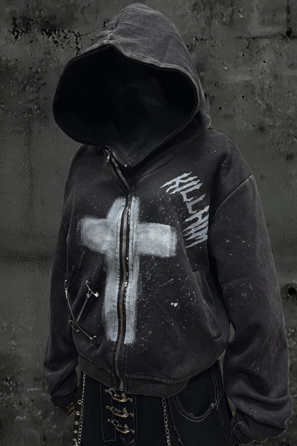 クロスウォッシュドフードジャケット