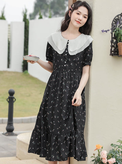 French retro black dress