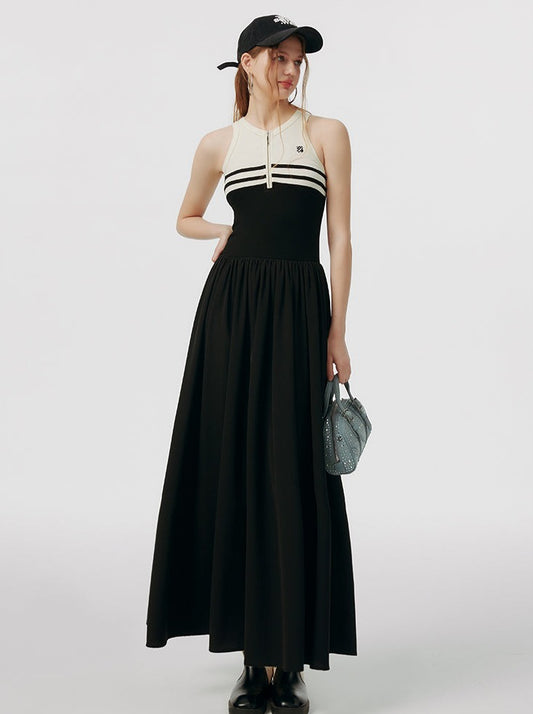 BOHOL BLING Mint Not Cool French Gentle Skirt Design Sense Striped Sleeveless Vest Dress