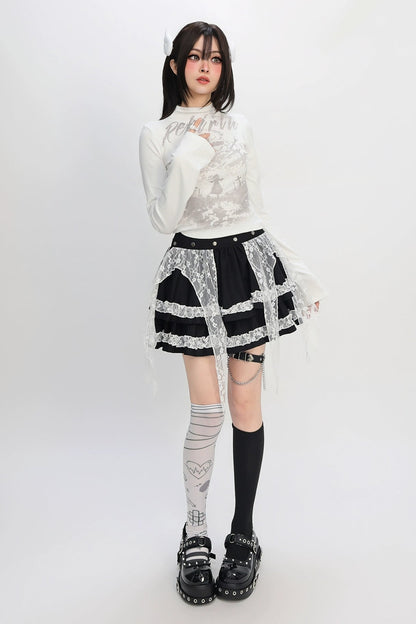 サブカルスモールタートルネックトップス