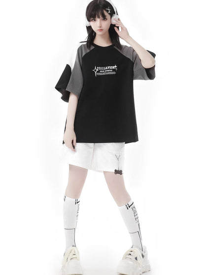 サーキュレーティングスターブラックグレーラグランスポーティーTシャツ＋パンツ