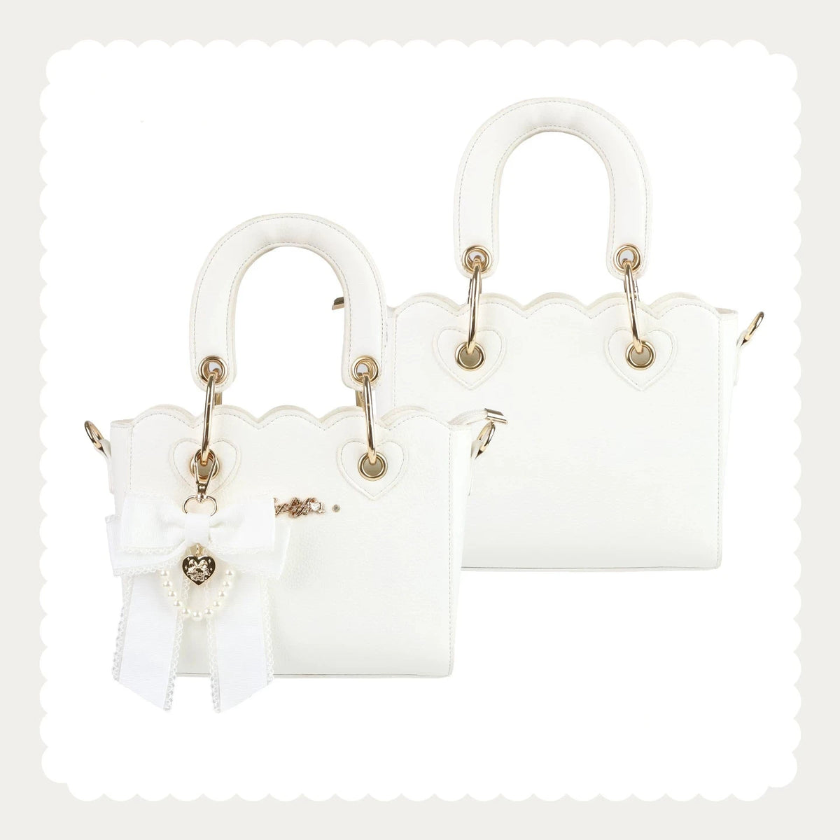 [Pre-order Deadline: October 18] Petal Edge Pearl Chain Bow Square Handbag Crossbody Bag