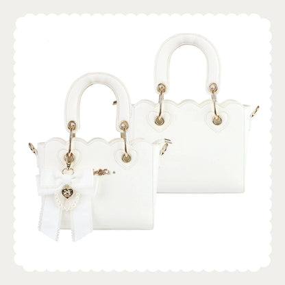 [Pre-order Deadline: October 18] Petal Edge Pearl Chain Bow Square Handbag Crossbody Bag