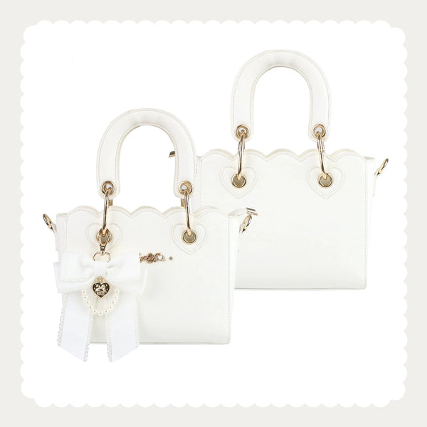 [Pre-order Deadline: October 18] Petal Edge Pearl Chain Bow Square Handbag Crossbody Bag