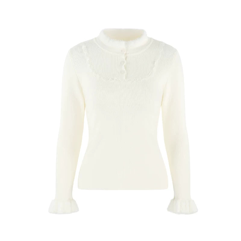 French Slim Stand Collar Top