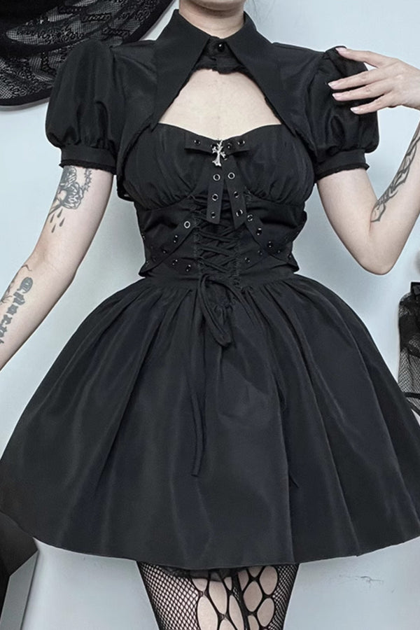 Gothic ba cami sole dress + puff sleeve top