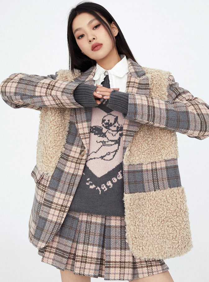 Boa Check Stitch Wool Jacket