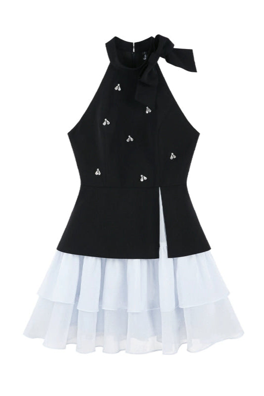 Sleeveless French Puff Dress