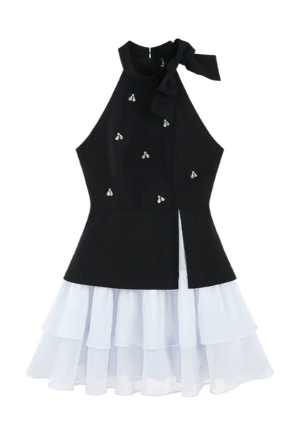 Sleeveless French Puff Dress