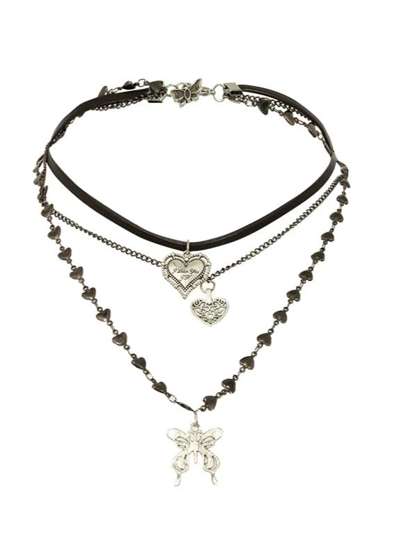 レトロメタルバタフライラブネックレス
