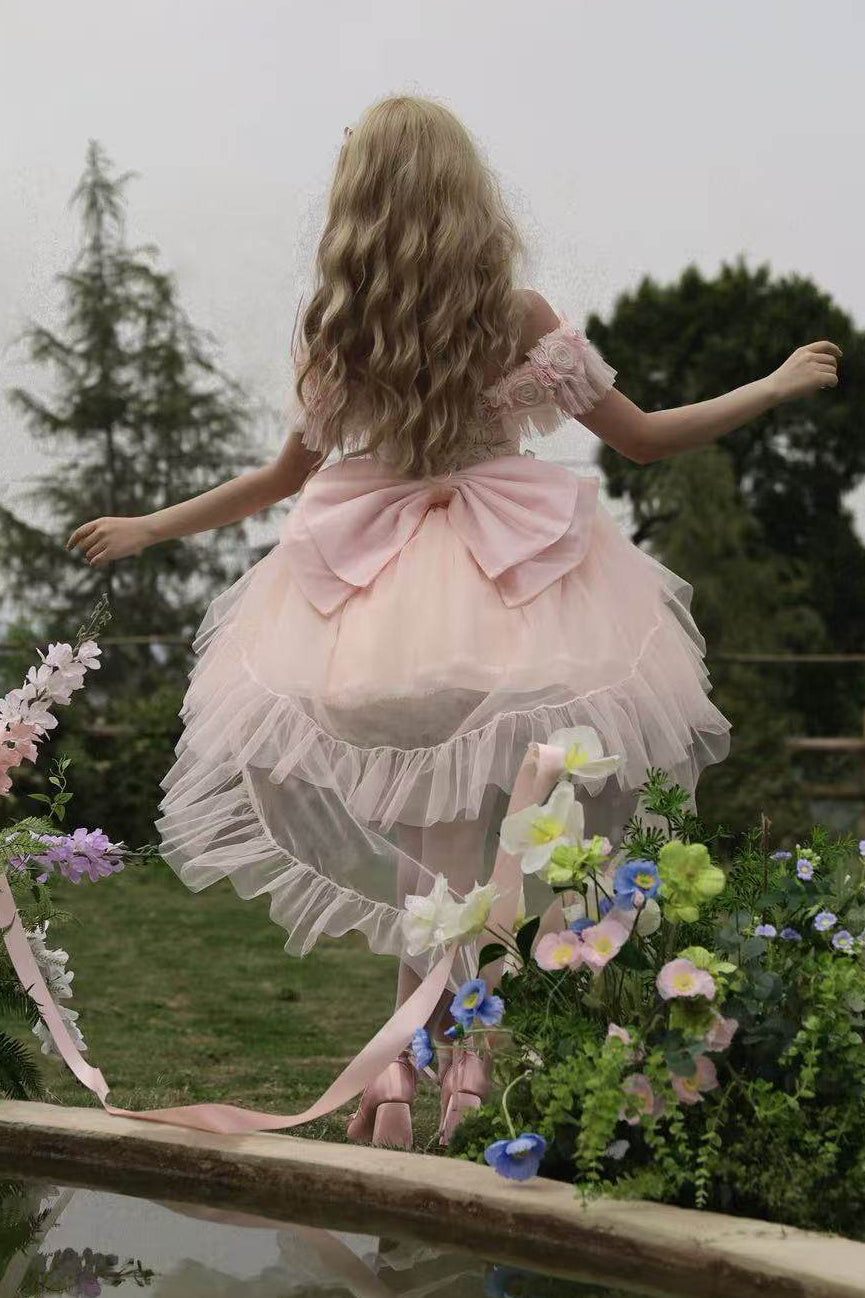 ライトピンキースイートロリータドレス+リボンテール