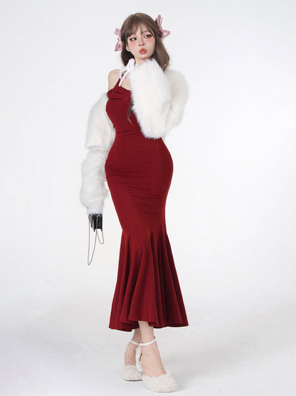 One-Shoulder Beauty S Curve Slim Ribbon Dress [Reserviertes Produkt].