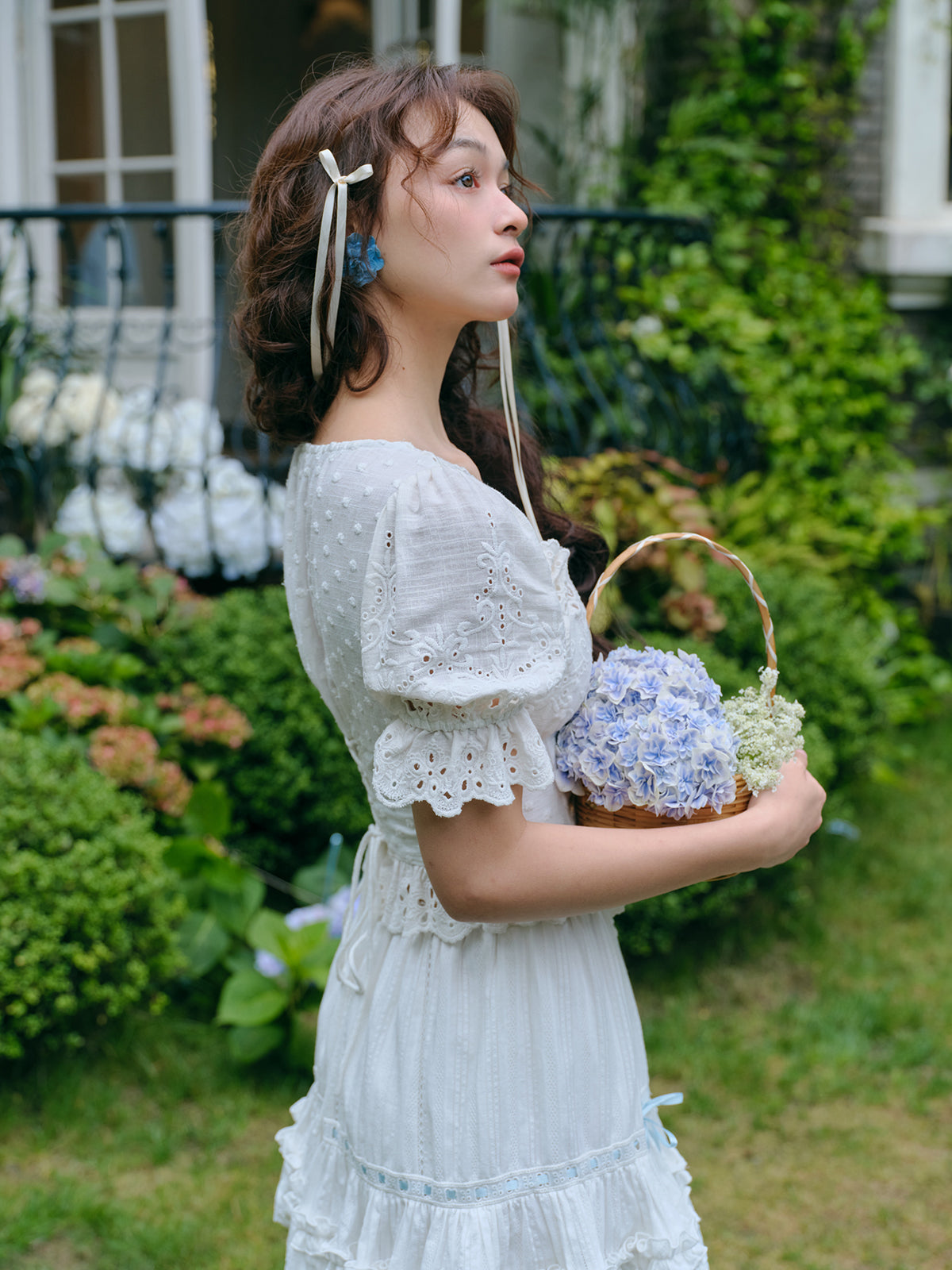 Puff Sleeve Sweet Pure White Short Top