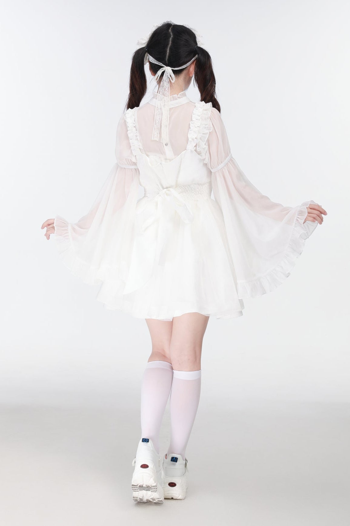 地雷バードサスペンダードレス＋シアースリーブトップス