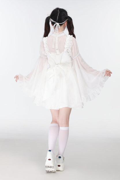 地雷バードサスペンダードレス＋シアースリーブトップス